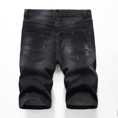 Denim Stretch Ripped Slim Denim Shorts