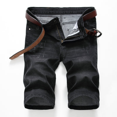 Denim Stretch Ripped Slim Denim Shorts