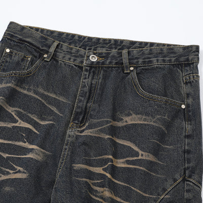 Real Shot American Street High Street Personality Denim Trousers