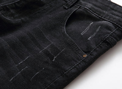 Denim Stretch Ripped Slim Denim Shorts