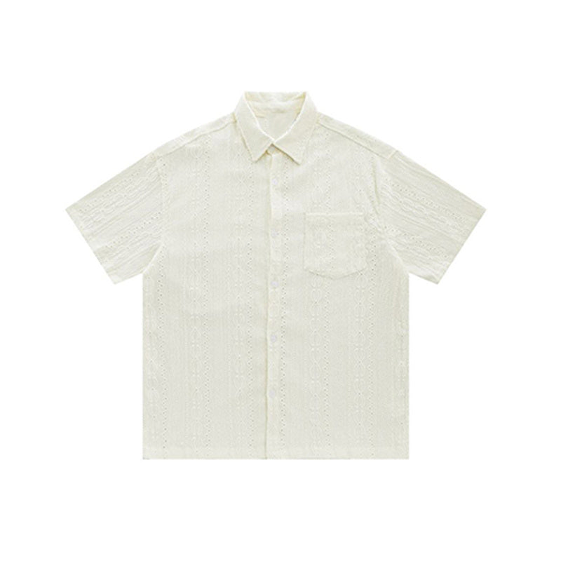 Jacquard Hollow Shirt Men's Vintage Shirt