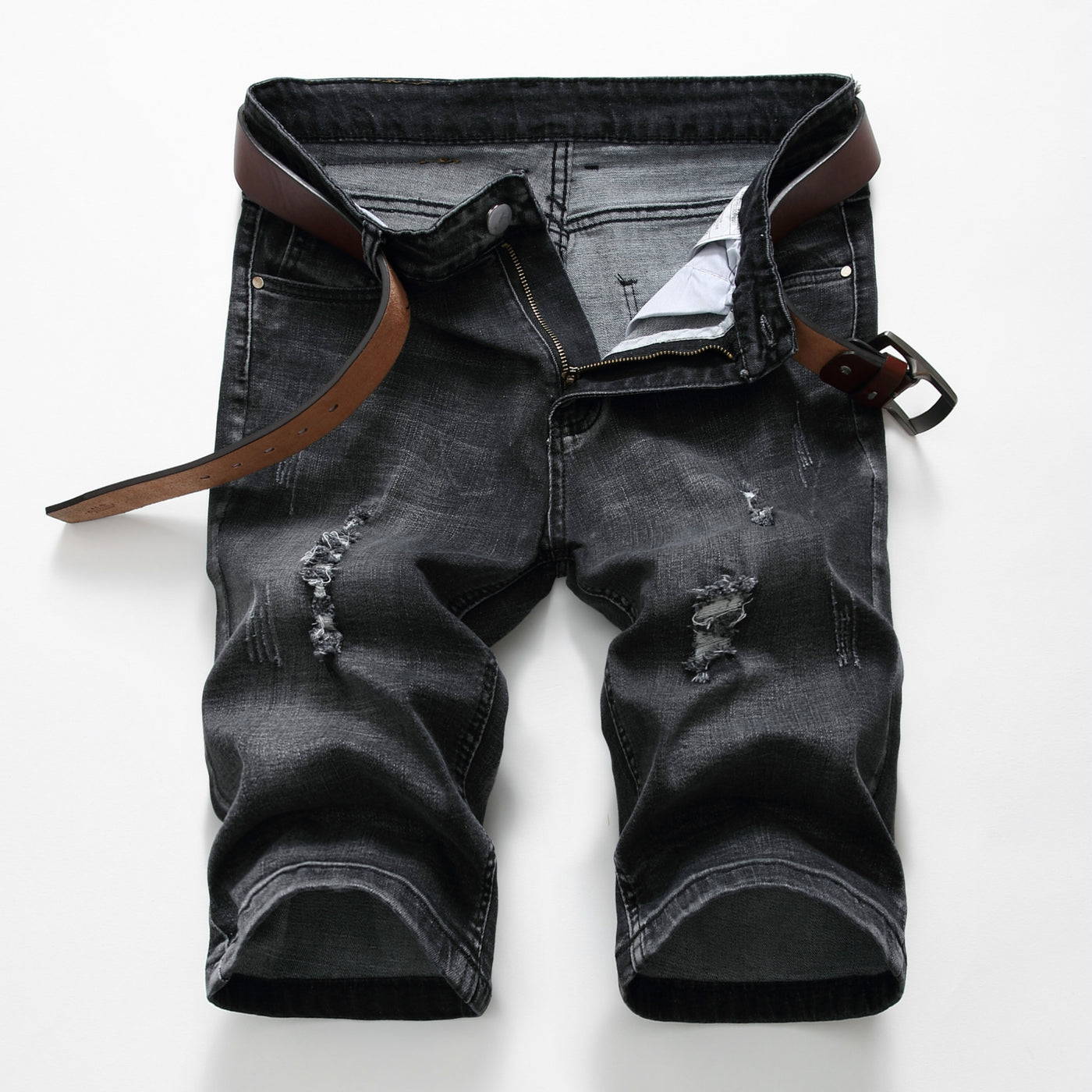 Denim Stretch Ripped Slim Denim Shorts