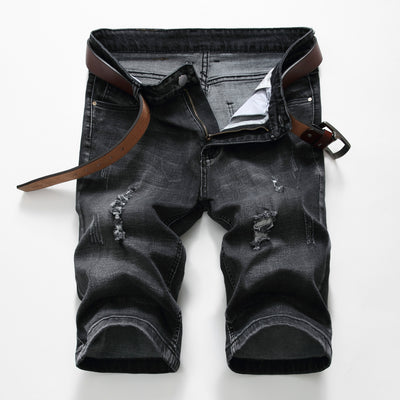 Denim Stretch Ripped Slim Denim Shorts