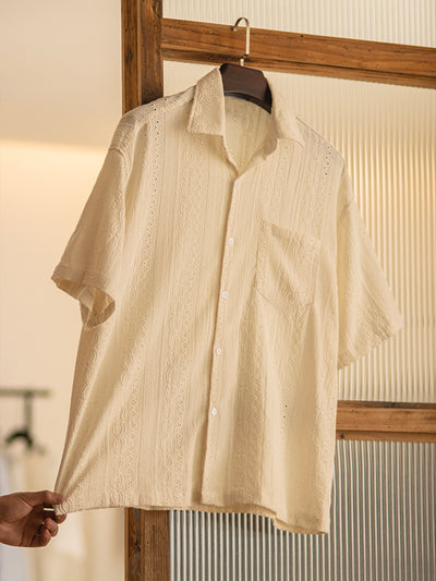 Jacquard Hollow Shirt Men's Vintage Shirt