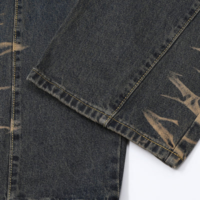 Real Shot American Street High Street Personality Denim Trousers