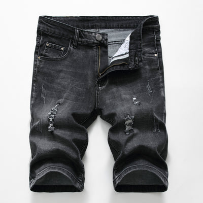 Denim Stretch Ripped Slim Denim Shorts